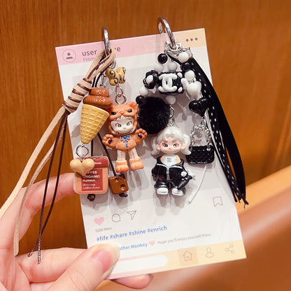 Handmade DIY doll next door girl bubble keychain pendant girl cute miu series bag doll pendant