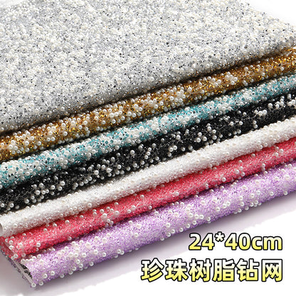 Resin 24*40CM pearl diamond mesh water rhinestone glue mesh peels off and sticks instantly for DIY crafts, sequins, glue, jewelry accessories
