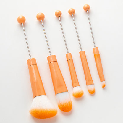 New 5 Pcs DIY Beaded Metal Handle Makeup Brush Set - Contour Concealer Eyeshadow Eyebrow Brush Wholesale