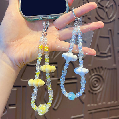 Original handmade DIY beaded cloud mobile phone chain pendant creative ins car keychain bag pendant accessories