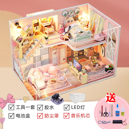 Yangbei DIY cabin making mini princess small house model assembly villa toy creative birthday gift female