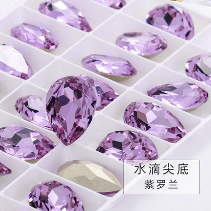 K9 high-end pear-shaped rhinestones, special-shaped rhinestones, real silver-plated base wedding dress accessories, pointed bottom pinkstone rhinestones