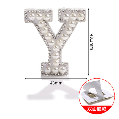 26 English letter patches, pearl adhesive backing tape, DIY double-sided decorative decoration, peel-off self-adhesive patch stickers