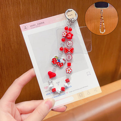 DIY everything goes well beaded mobile phone chain high-end pendant women's bag keychain hanging ornament New Year's gift