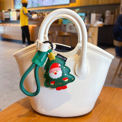 Creative PU Leather Christmas Tree Keychain Pendant Couple Car Bag Keychain Pendant Christmas Gift