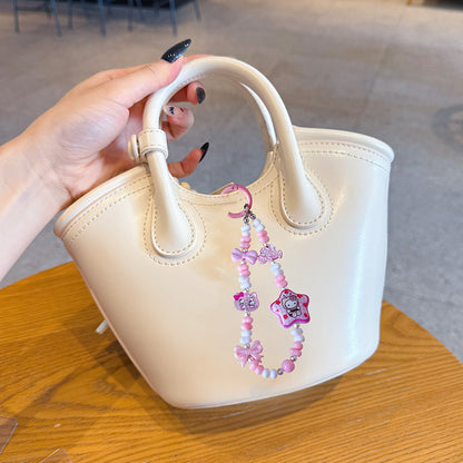 Creative DIY Star KT Cat Beaded Mobile Phone Chain Pendant Cute Car Keychain Bag Charm Accessories Wholesale