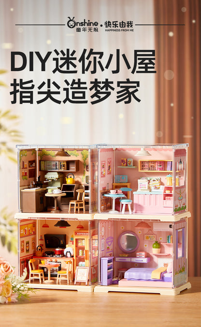 Childhood Infinite Girls DIY Mini Cottage Model Coffee House Dessert Shop Handmade Assembled Xiaoling Toy Gifts