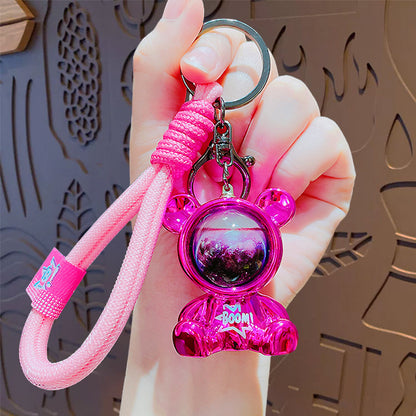 Cartoon Trendy Cool Starry Sky Bear Keychain - School Bag Pendant Creative Couple Doll Key Chain Charm Small Gift
