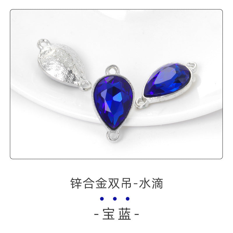 Direct supply of waterdrop double pendants, zinc alloy pendants, earrings, bracelets, jewelry accessories, high-value waterdrop double pendants