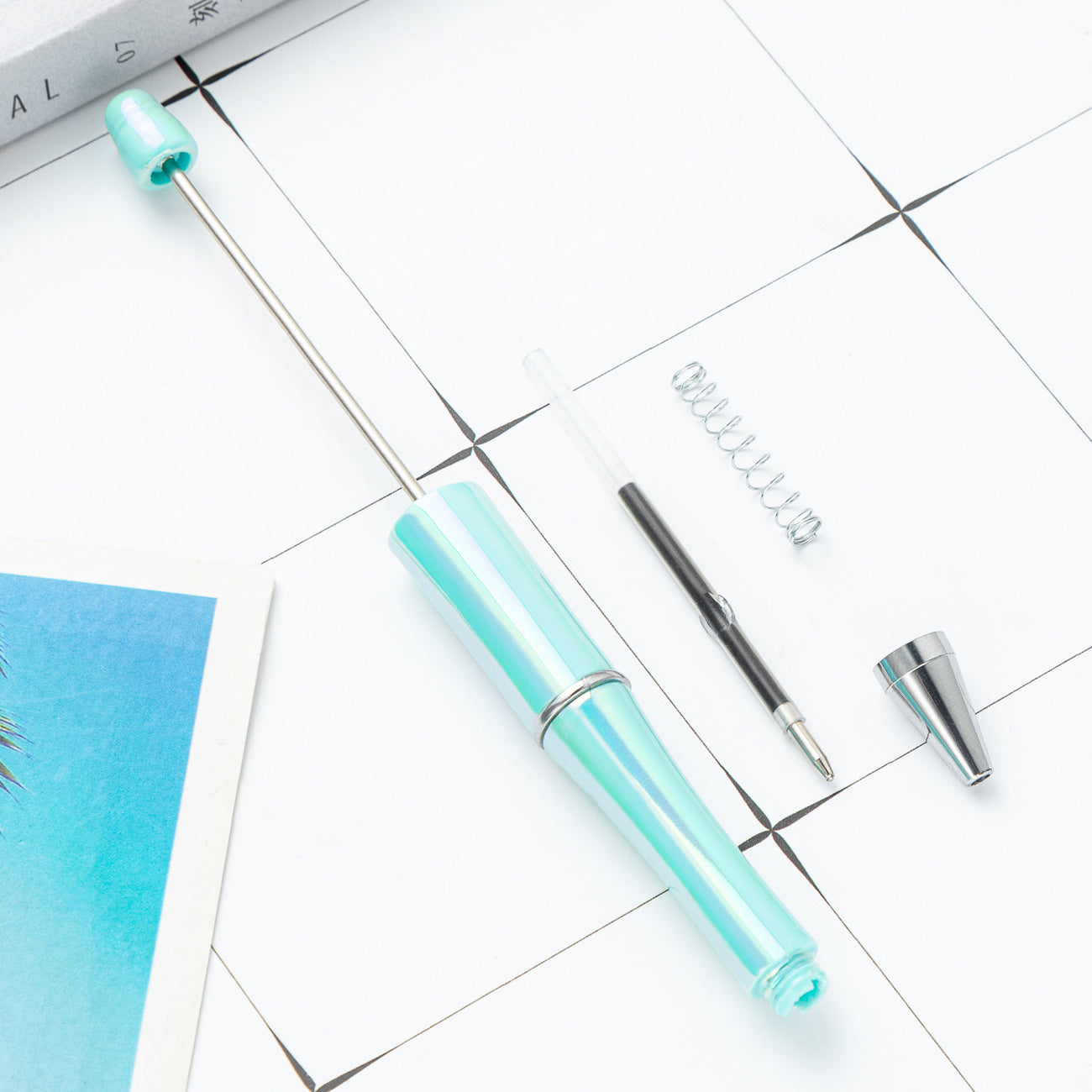 DIY Ballpoint Pen - Wholesale Plastic Printable Logo UV Gradient Beaded Pen