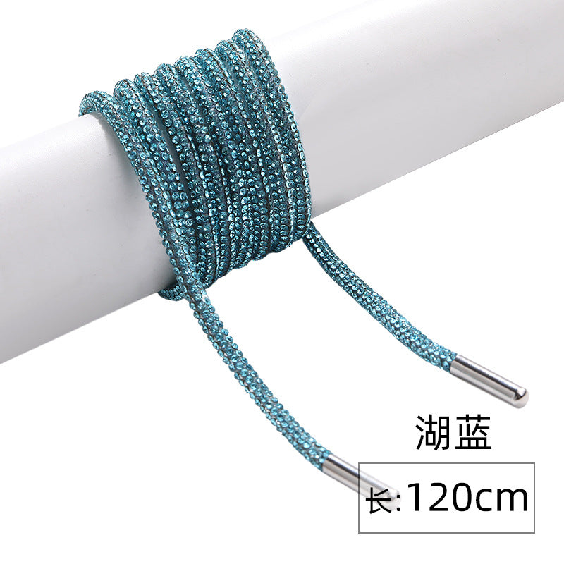 Crystal cord, drill rope, full diamond, ultra-glitter round soft tube, 6-row drill rope, coat strap, hat strap, shoelace, bag and pants strap, DIY accessory for accessories