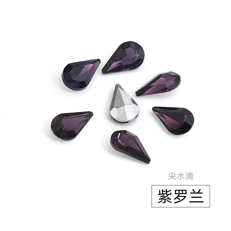 Long Drop Teardrop Diamond Rhinestones - Silver Crystal Luggage Jewelry Nail Art Clothing Hair Accessories