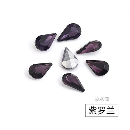 Long Drop Teardrop Diamond Rhinestones - Silver Crystal Luggage Jewelry Nail Art Clothing Hair Accessories