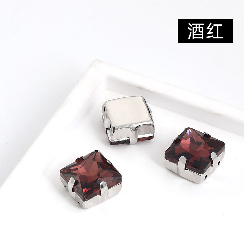 Square claw drill perforated hand sewing rhinestone wedding dress accessories handmade material accessories square claw drill