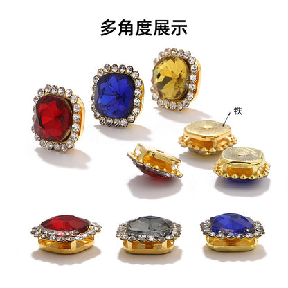 Fat square flower disc buckle sunflower double-layer glass drill DIY hand-punched hand-sewn diamond fat square diamond factory wholesale supply
