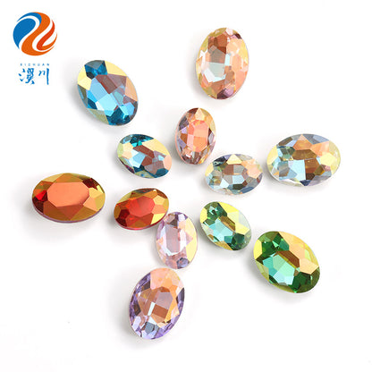 Oval light color nail art diamonds, dan-shaped pointed bottom diamond hair accessories, headwear, luggage, clothing accessories, oval light color water rhinestones