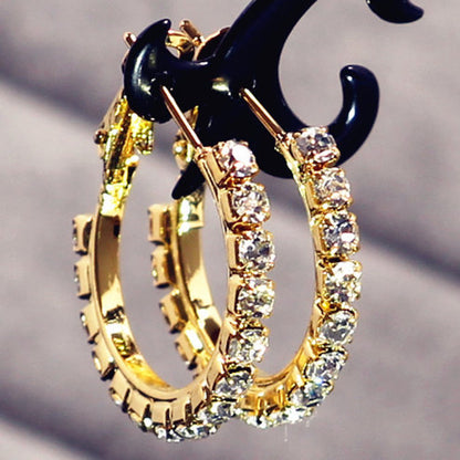 2-4-6-8-10cm oversized earrings exaggerated earrings european and american round rhinestone geometric hoop earrings for women cross-border