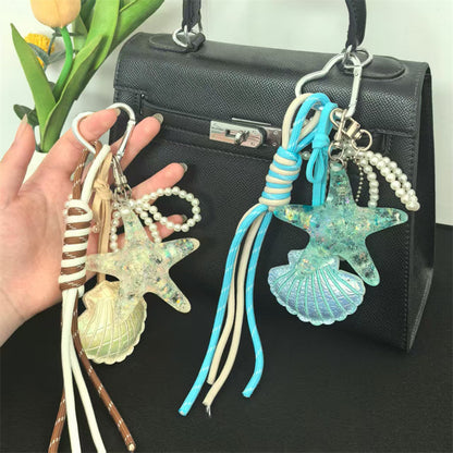 Starfish braided hair phone thread scrunchie pearl straight braid artifact female ponytail bubble braid hair rope versatile hair accessories