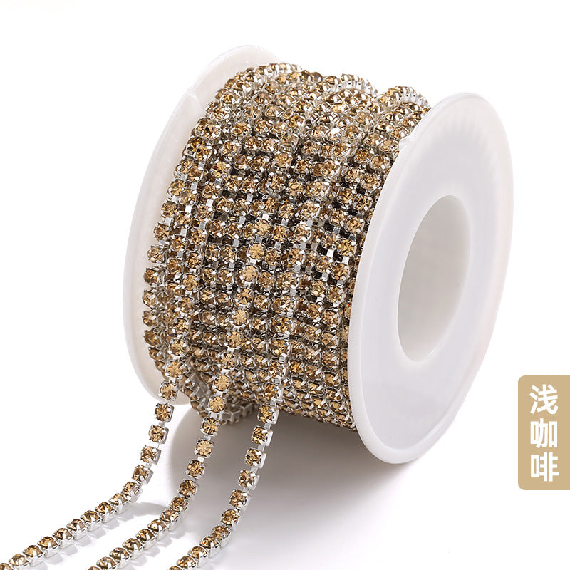 Hot Selling Multicolor White K Claw Chain 2 2.5 2.8 3mm Dense Crystal Glass Drill Claw Chain DIY Clothing Decorations