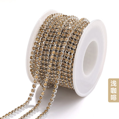 Hot Selling Multicolor White K Claw Chain 2 2.5 2.8 3mm Dense Crystal Glass Drill Claw Chain DIY Clothing Decorations