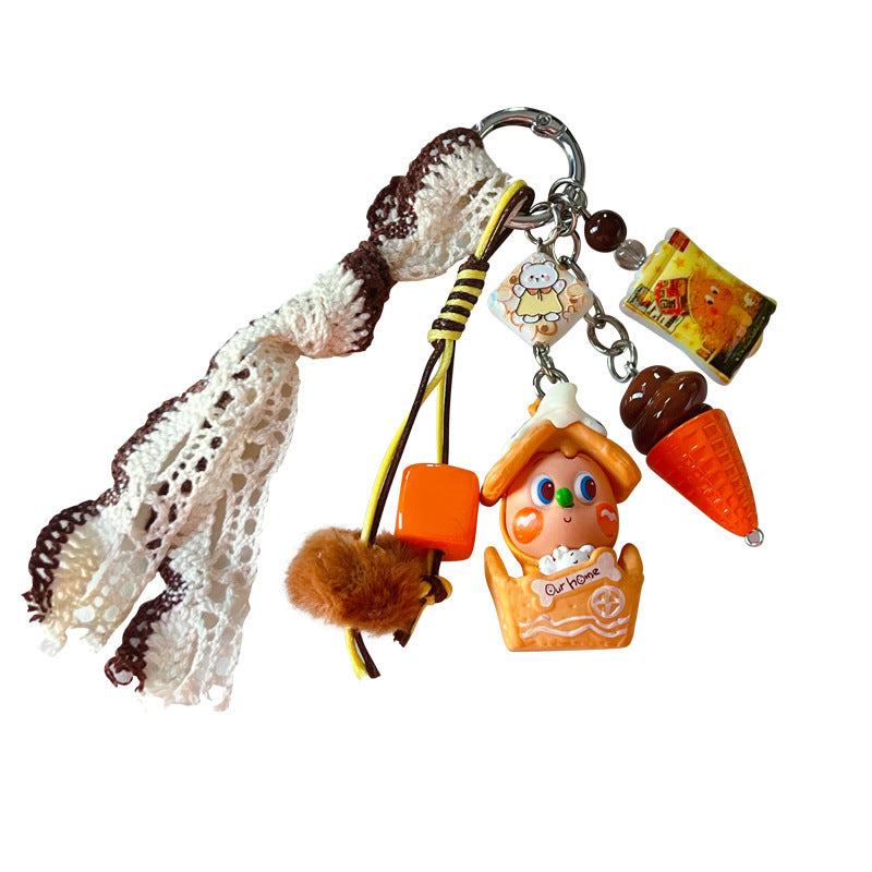 Handmade DIY star man cute grain beaded keychain pendant couple bag doll key chain small pendant