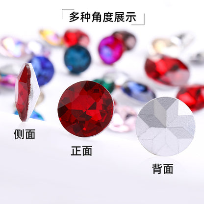 Pointed base round gemstone flower rhinestone phone case diamond material clothing accessories jewelry decoration irregular pointed base nail diamond