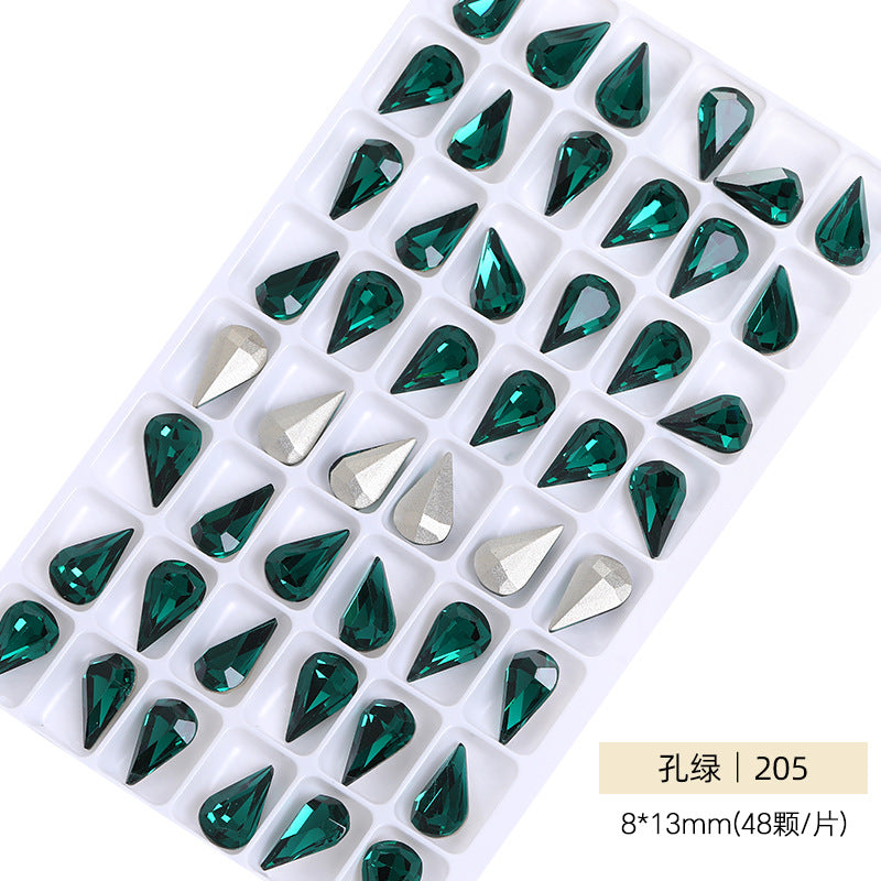 Cross-border source: Guazi pointed water drop, high-top diamond, special-shaped water rhinestone, DIY jewelry accessories, pointed bottom diamond, nail art sticker, diamond material