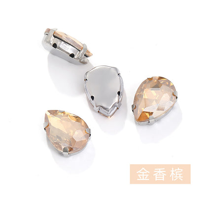 Teardrop Pointed Bottom Claw Rhinestones - White K Crystal Wedding Dress DIY Hand-Stitched Accessories