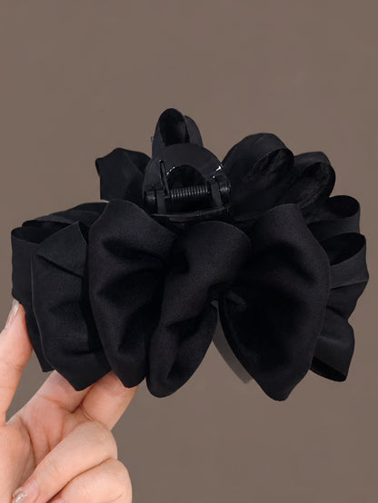 Cloud bubble clip for women, high-end black satin bow hair clip, small hair volume half tie, hair clip headwear