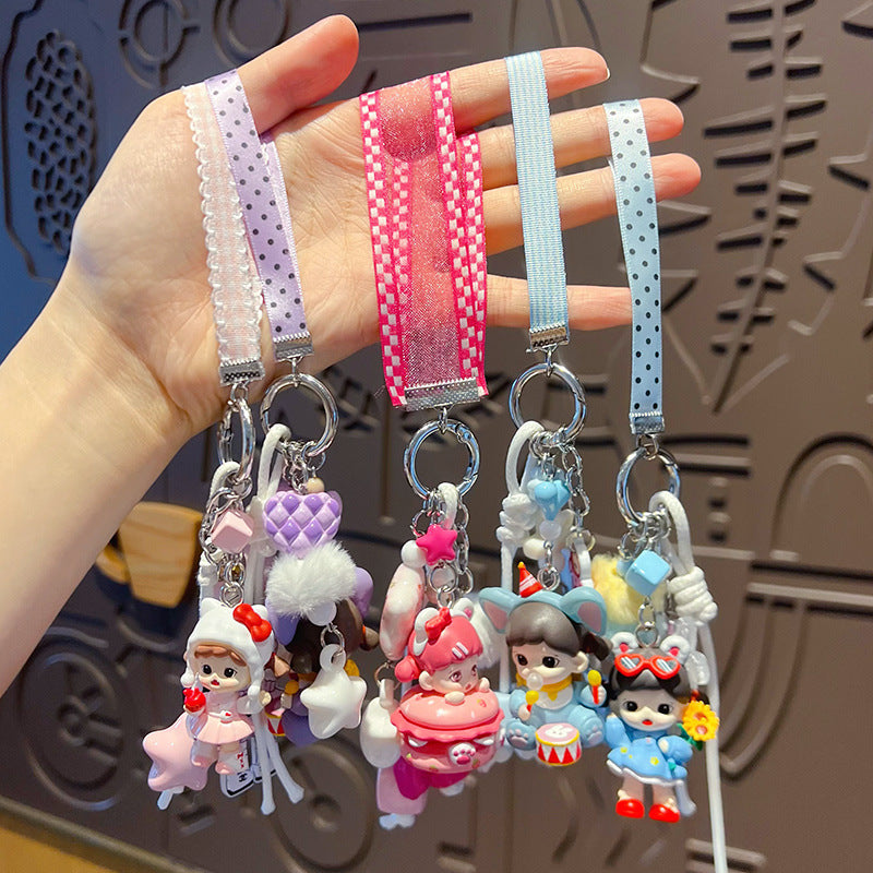 Handmade DIY cute grain zorra hand rope buckle pendant cute cartoon girl heart bag doll doll charm wholesale