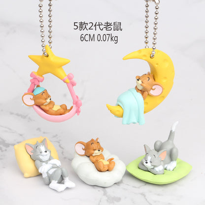 Spot cat and mouse sleeping cat set of 5 cat tom ornaments pendant keychain accessories doll DIY