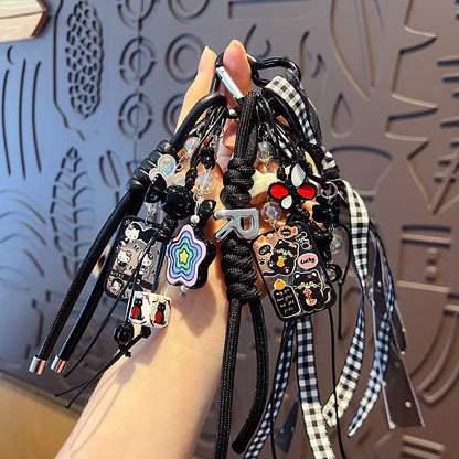 Creative DIY Thousand Grid Bird Hand Rope Buckle Pendant Cute Miu Couple Bag Keychain Charm Customization