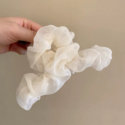 Korean Style Super Fairy Pleated Mesh Claw Clip for Women, 2026 New Large Shark Hair Clip at the Back of the Head, Updo Hair Clip