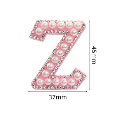 Hot Heat Patch Stickers with 26 English Letters DIY Accessories Clothing Accessories White Diamond Pink Nonwoven Fabric Stickers