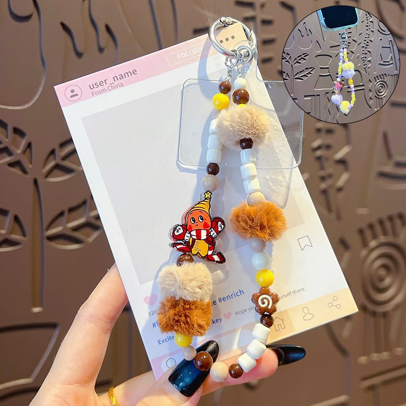 Creative DIY star doll hairball beaded mobile phone chain doll pendant handmade bag keychain pendant