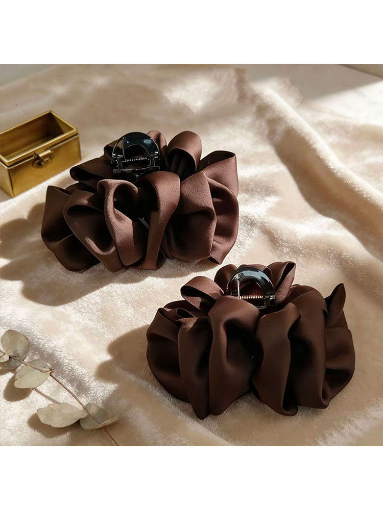 Black Satin Bow Claw Clip for Women, Premium 2026 New Cloud Bubble Hair Clip, Minimal Hair Volume, Shark Clip