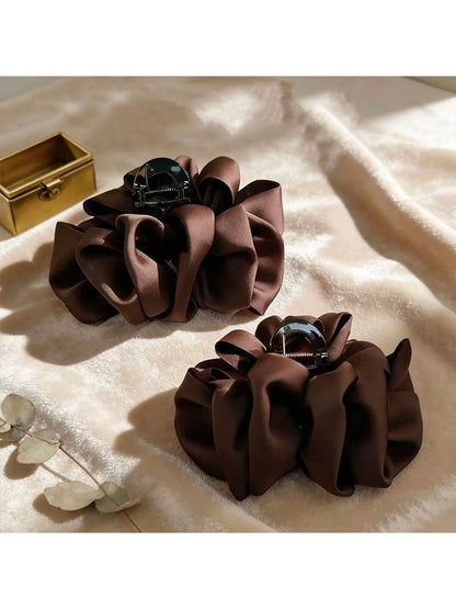 Black Satin Bow Claw Clip for Women, Premium 2026 New Cloud Bubble Hair Clip, Minimal Hair Volume, Shark Clip