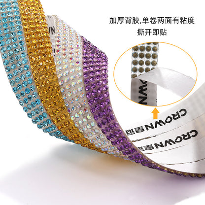 4-row diamond tape, exquisite self-adhesive diamond strips, DIY jewelry accessories, crystal water rhinestone stickers, diamond adhesive decoration, self-adhesive