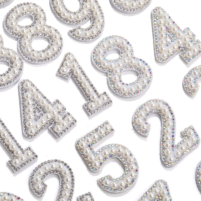 Hot Patch Non-Woven Digital Patches - DIY Clothing Accessories White Imitation Pearl Diamond