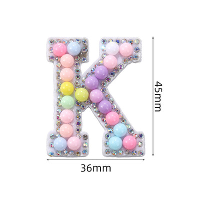 Macaron letter stickers, 26-letter English DIY accessories, clothing accessories, faux pearl and rhinestone appliqué set