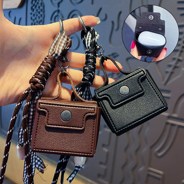 Creative miu PU leather headphone case keychain small pendant cute couple car keychain bag pendant