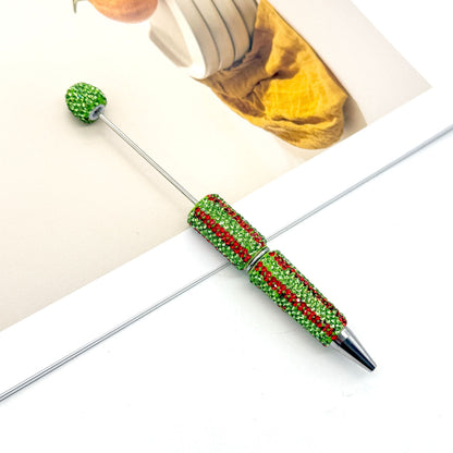 DIY  hot selling straight stripe full diamond ballpoint pen creative beaded cute grain pen hand-inlaid with diamonds heavy work ballpoint pen