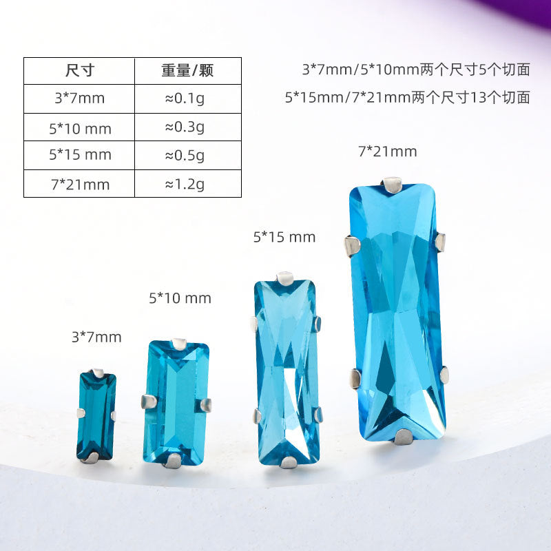 Xichuan Straight Long Claw Rhinestone Glass Hand-Stitched Diamond DIY Accessories Shoe Bag Handmade Materials White K with Claw Diamond