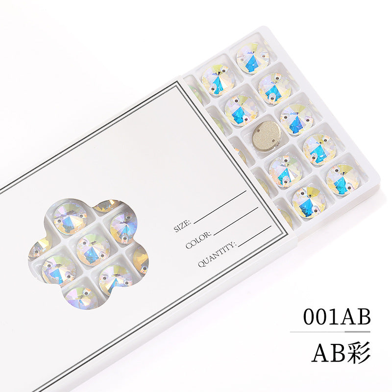 Flat Bottom Hand-Sewn Diamond K9 Satellite Round Flat Buckle Double Hole Punched Hand-Sewn Diamond Wedding Dress Apparel Accessories Super Flash Satellite