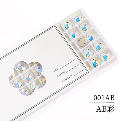 Flat Bottom Hand-Sewn Diamond K9 Satellite Round Flat Buckle Double Hole Punched Hand-Sewn Diamond Wedding Dress Apparel Accessories Super Flash Satellite