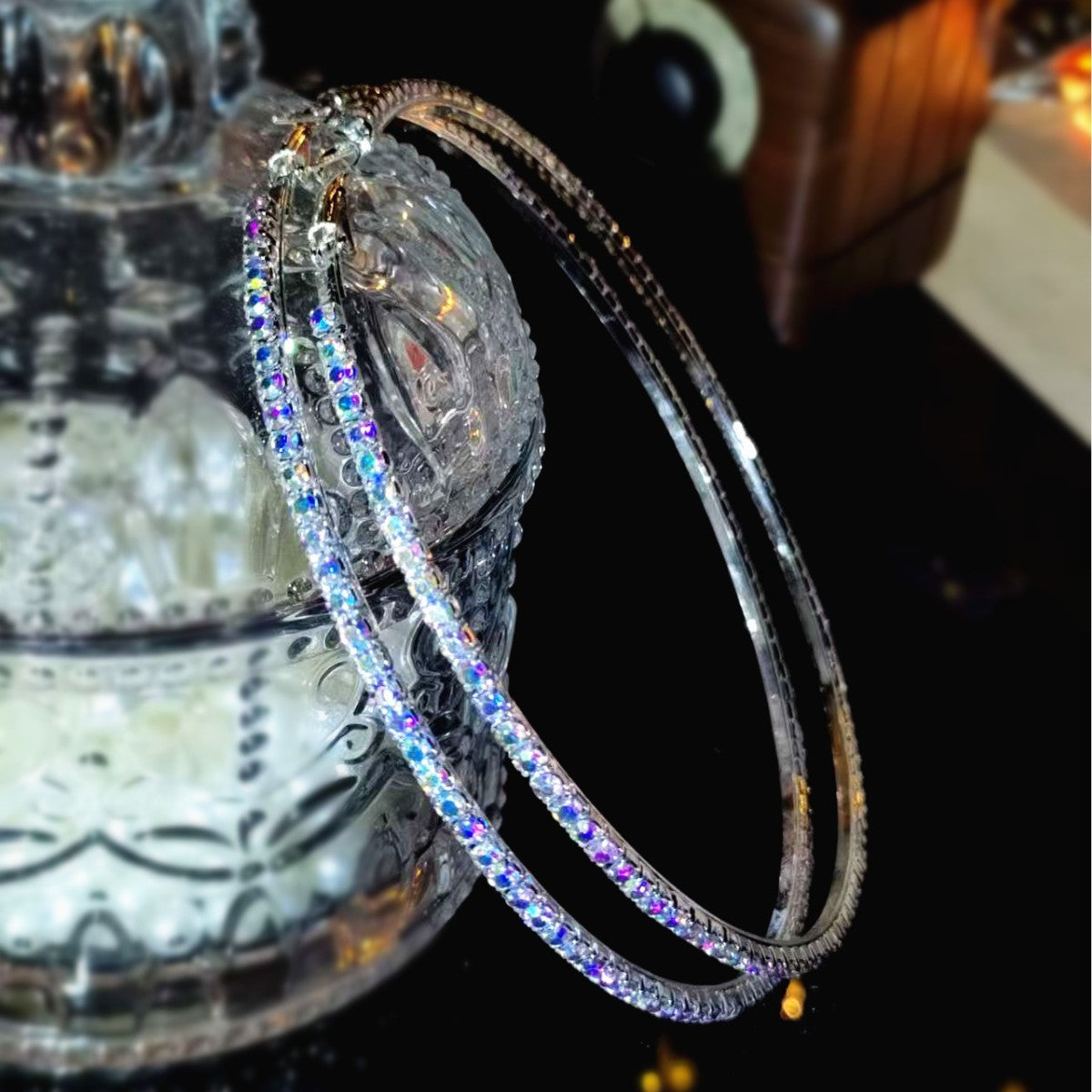 2-4-6-8-10cm oversized earrings exaggerated earrings european and american round rhinestone geometric hoop earrings for women cross-border