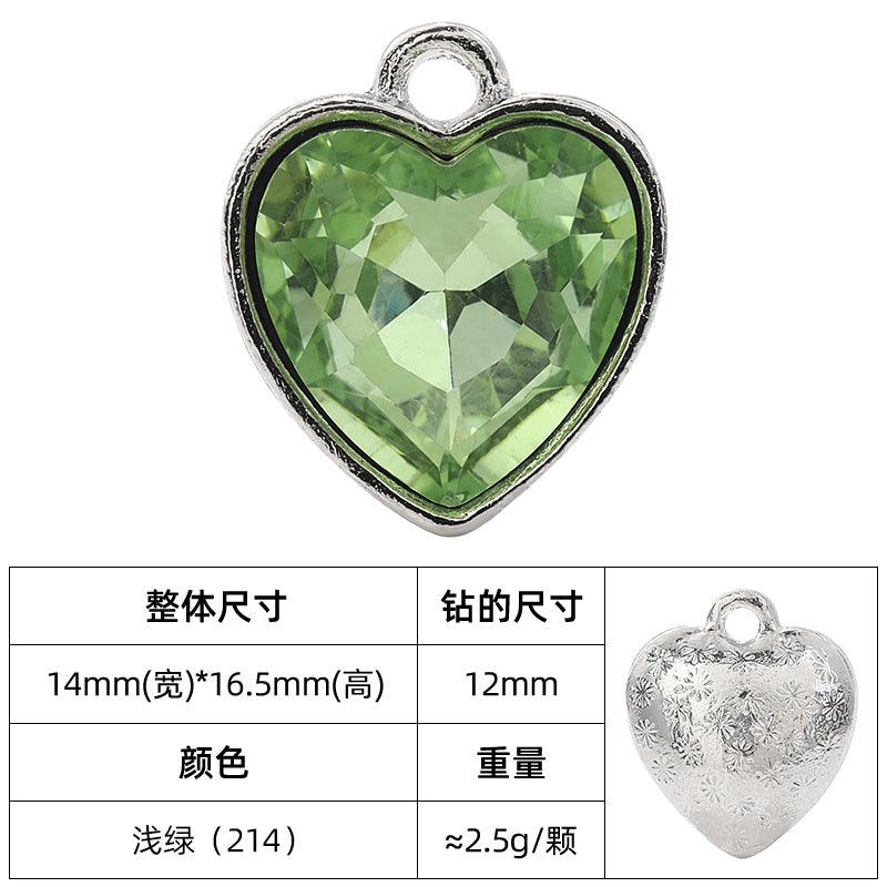 Heart-inlaid 12MM peach heart single crystal pendant bracelet, headpiece, flower tray material, DIY accessory pendant