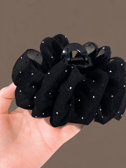 Black mesh bubble claw hair clip with a premium look like a 'full-scale starry star' hair clip, 2026 new style with little hair volume at the back of the head