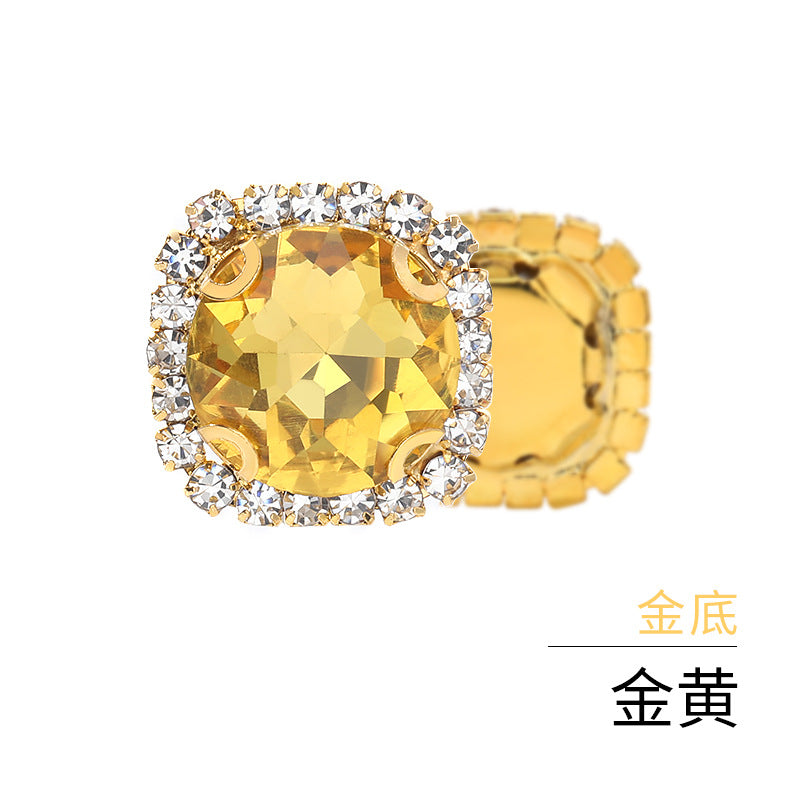 Gemstone flower edge claw drill with perforated holes, hand-sewn diamond, thickened gold base for clothing decoration accessories, gemstone flower crystal buckle