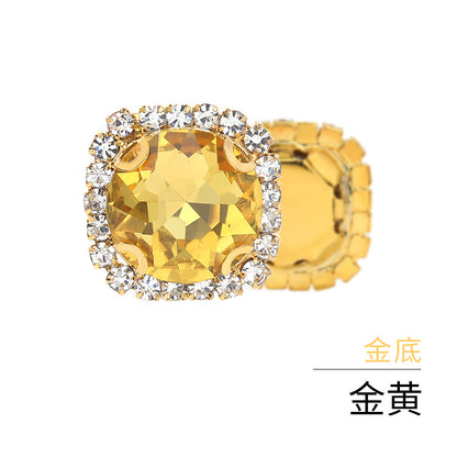 Gemstone flower edge claw drill with perforated holes, hand-sewn diamond, thickened gold base for clothing decoration accessories, gemstone flower crystal buckle